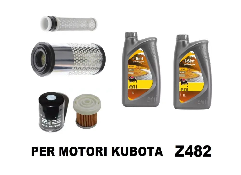 KIT TAGLIANDO COMPLETO AIXAM MINAUTO KUBOTA Z482 FILTRI E OLIO MOTORE 5W40