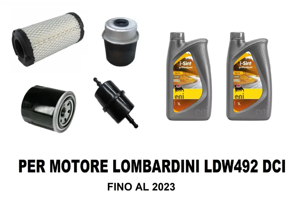 KIT TAGLIANDO COMPLETO MOTORE LOMBARDINI LDW492 DCI 1S LIGIER MICROCAR CHATENET